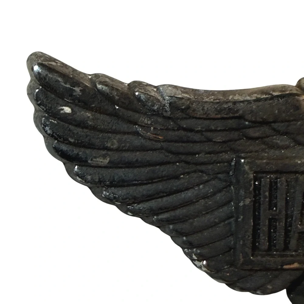 Harley-Davidson 80s Belt Buckle Winged Bar Shield Black Vintage Bikercore Moto
